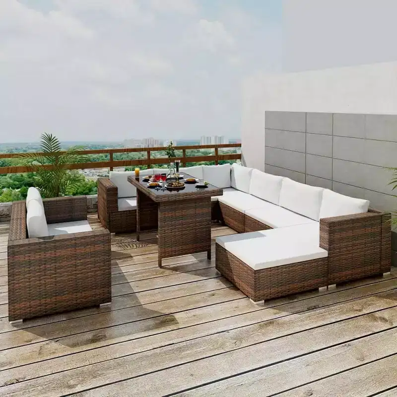 vidaXL Outdoor Furniture Set Brown, Cream White