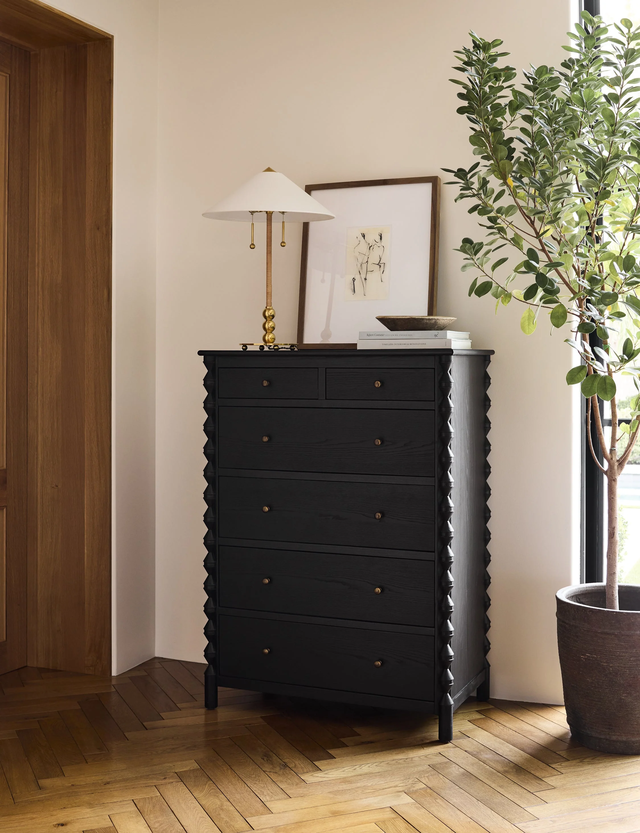 Dresser Wood, Storage Inspired by 's English heritage and fondness for handcrafted details, each piece in the collection fuses her British
