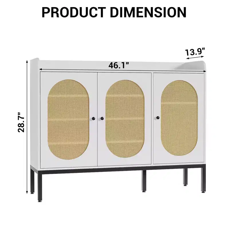 7-Tier Shoe Cabinet with 3 Rattan Doors and Adjustable Shelves