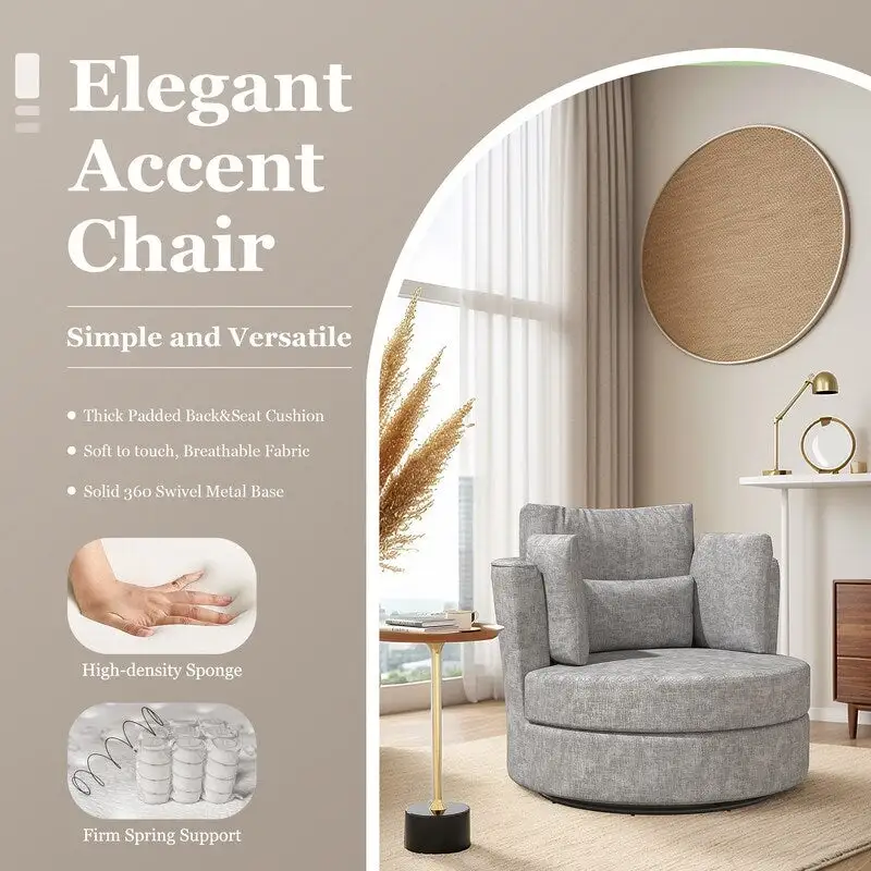 Chenille Swivel Soft Modern Upholstered Accent Chair (Set of 2)