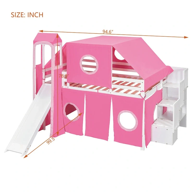 Loft Bed with Tent and Tower