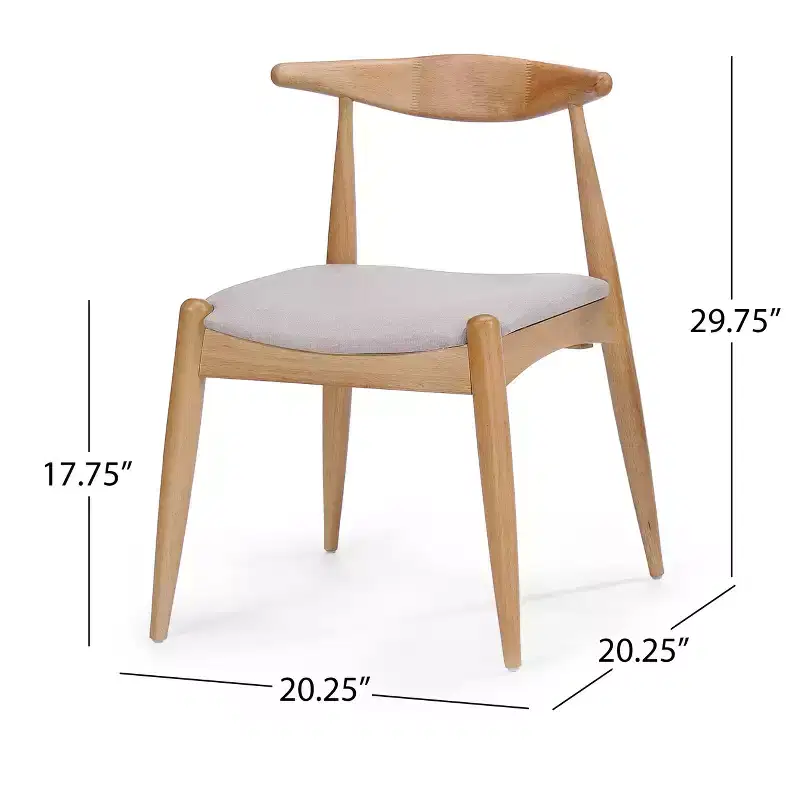 GDFStudio Virgil Mid Century Modern Fabric and Rubberwood Dining Chairs (Set of 2)