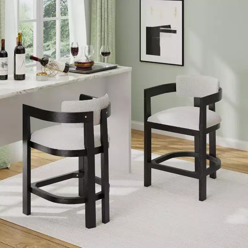 Christopher Knight Home Set of 2 26 Ethan Upholstered Rubberwood Counter Height Barstools Black
