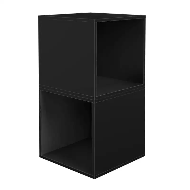 Niche 2pk Cubo Wood Stackable Storage Bookcase Shelf Organizer Cube Ebony Black