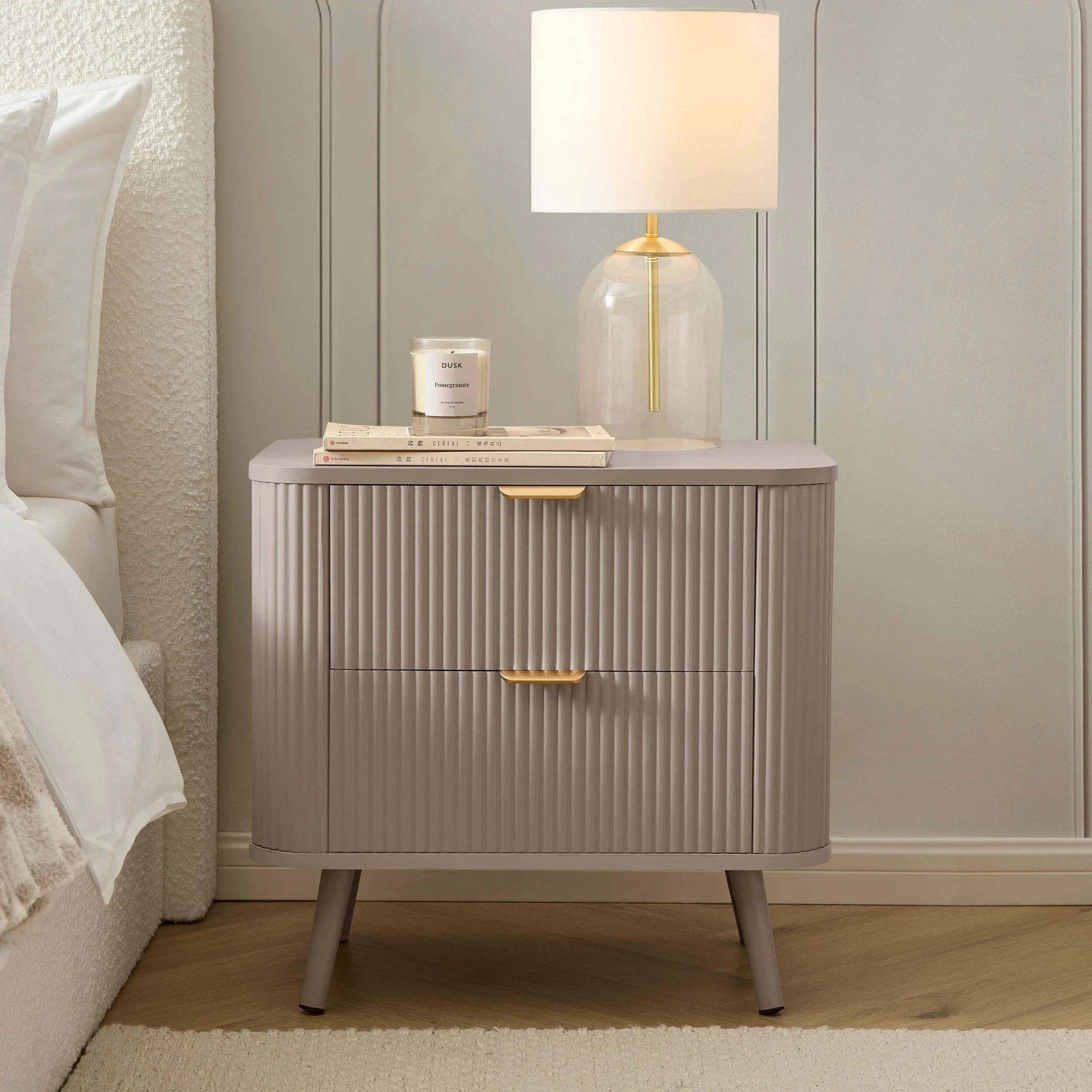 2 Drawer Bedside Table - Taupe