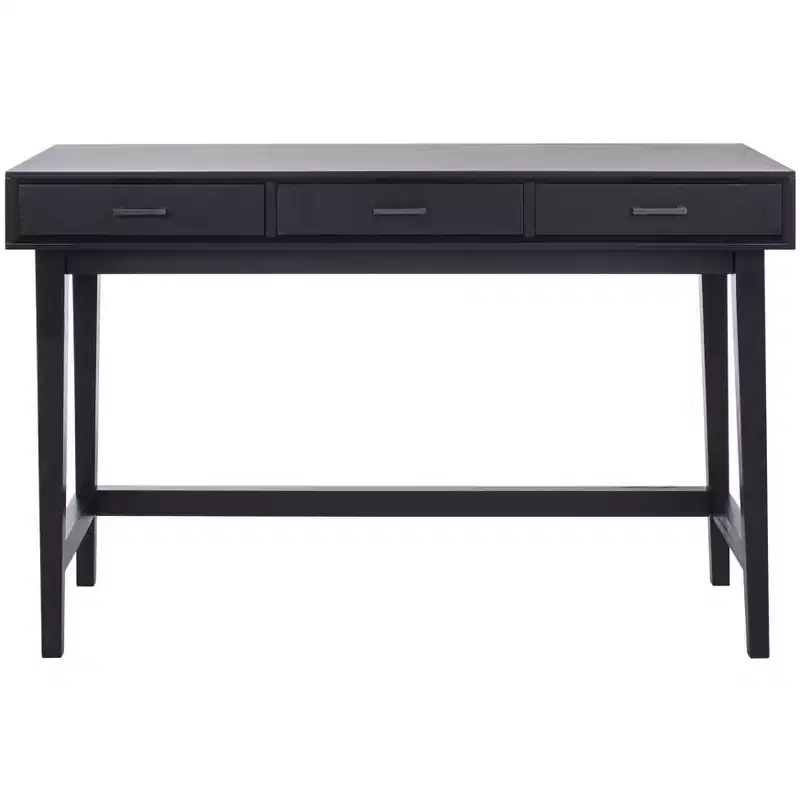3-Drawer Wood Writing Desk with Ample Storage, Brown Finish
