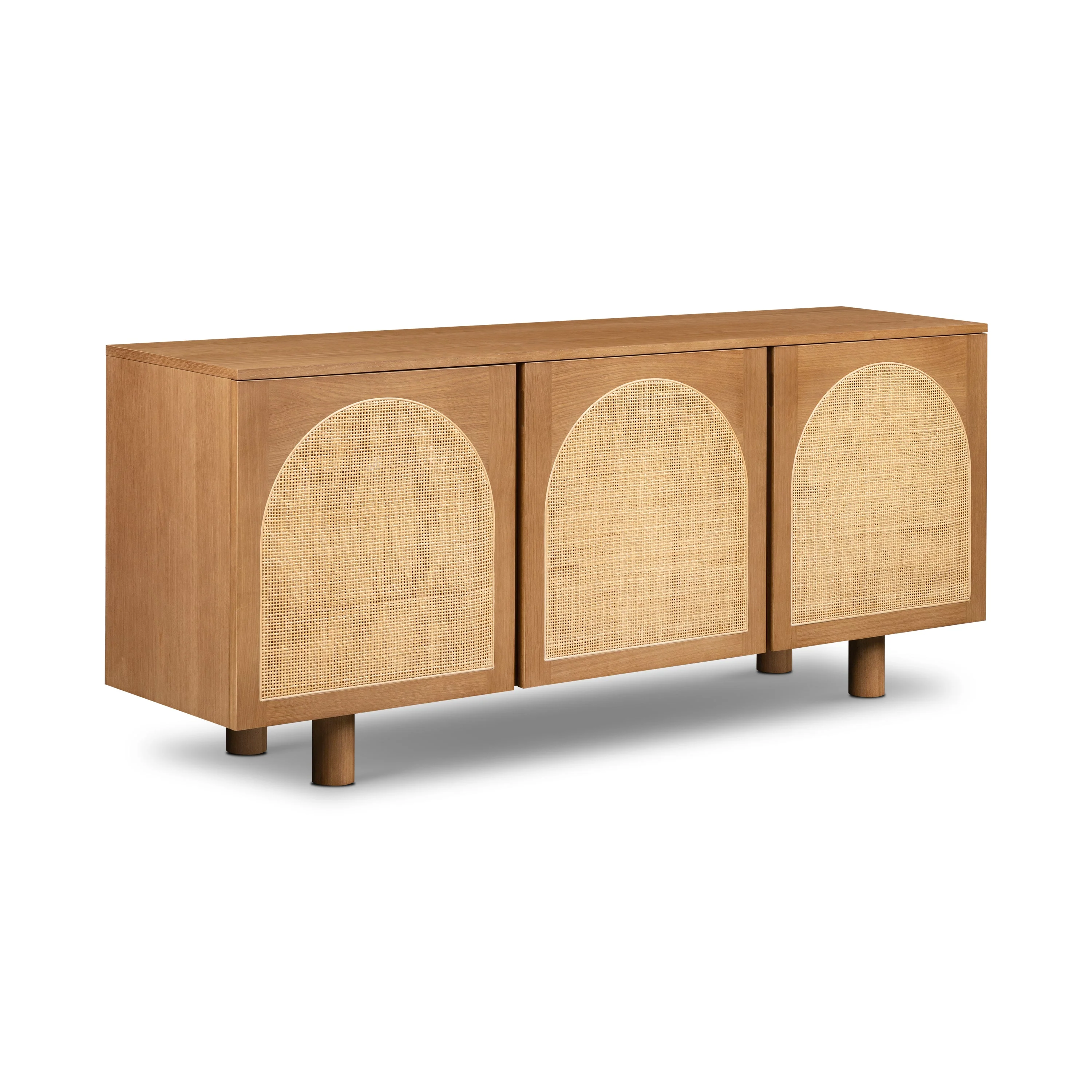 Modern Timber Brown Sideboard with Storage for Dining Room or Entryway