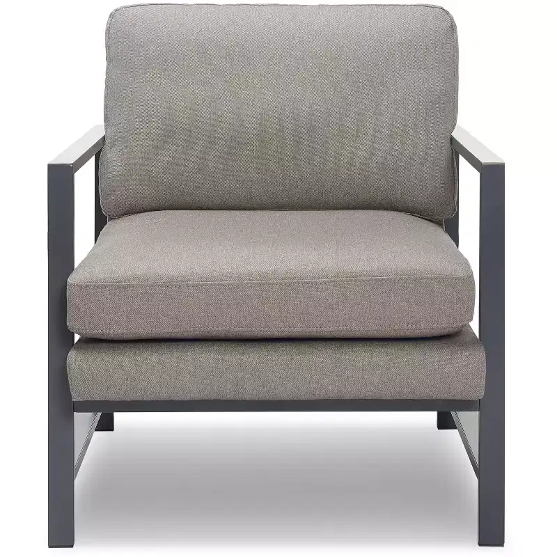 Bronze Metal Frame Accent Chair Gray: Upholstered Polyester, Modern Club Chair with 250lb Capacity