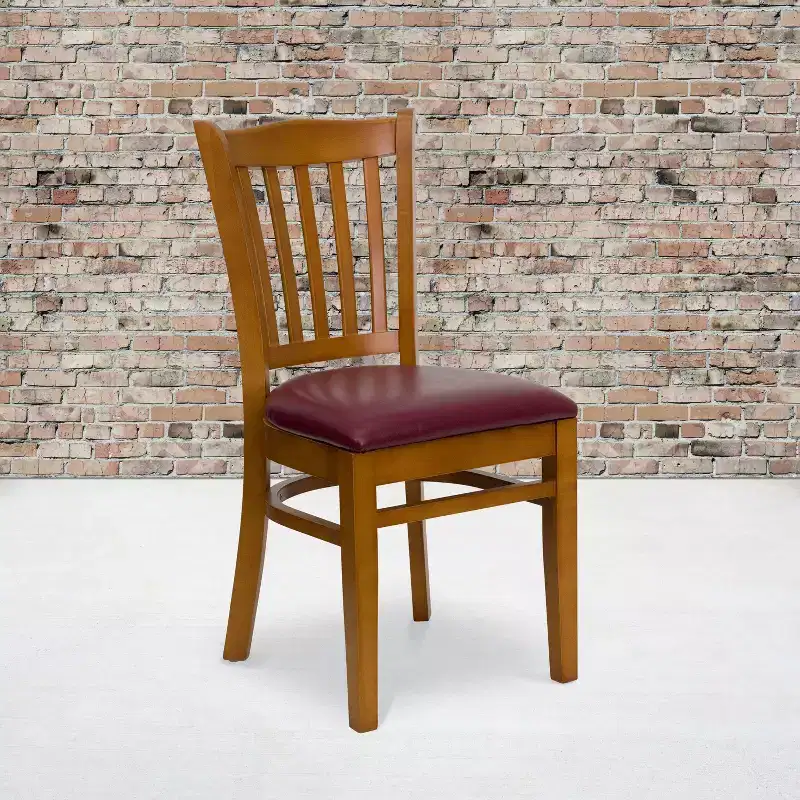 Vertical Slat Back Wooden Restaurant Chair