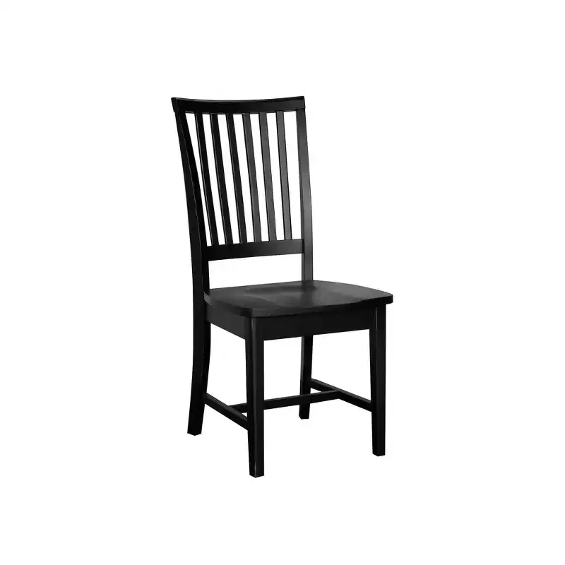 HomeRoots Black Wood Slat Back Dining Side Chair