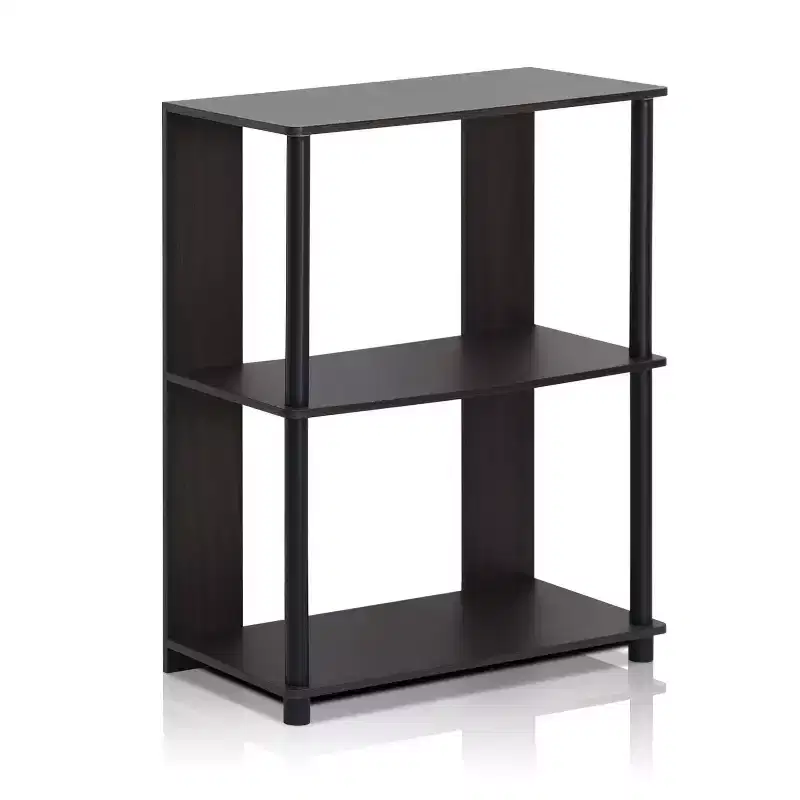 3-Shelf Open Bookshelf Corner Display Rack Living Room Home Office, Walnut