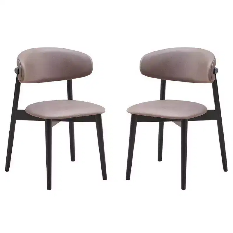Royal Hampton 23 Inch Side Dining Chair Set of 2, Turned Legs, Gray Fabric, Black