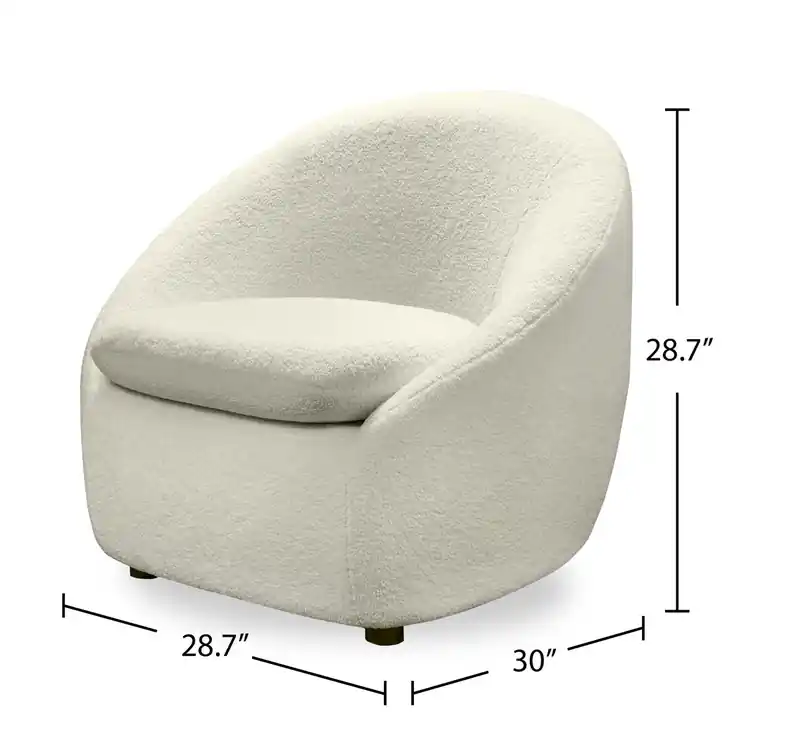 28.7 Chenille Boucle Fabric Curved Accent Chair with Removable Seat Cushion