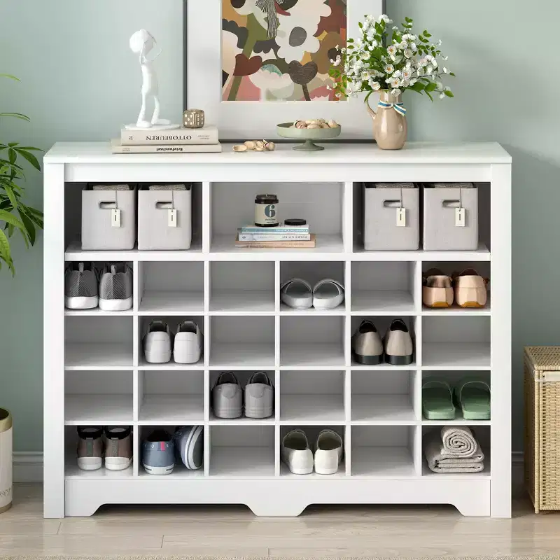 Okak Sleek Shoe Cabinet with Curved Base, Shoe Rack with 24 Shoe, Shoe Cabinet Storage For Entryway, Living Room, Hallway