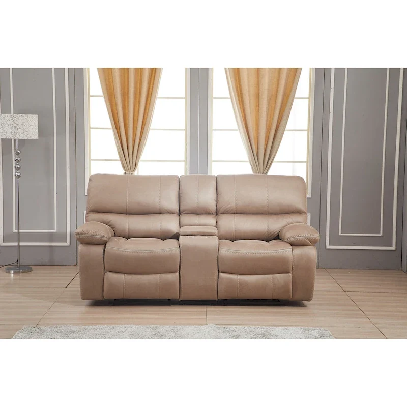 Betsy Furniture Microfiber Manual Rclining 2-seat Loveseat with Console 8007