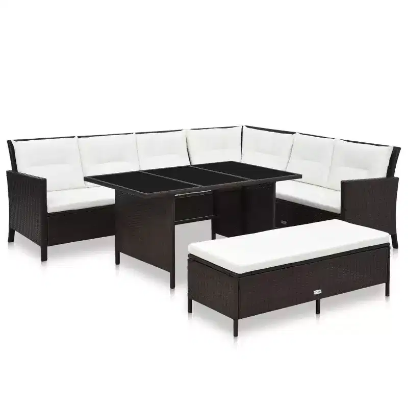 vidaXL Garden Furniture Set Brown, Cream White