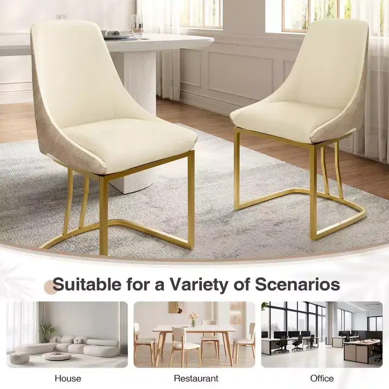 CLIHOME Set of 2 Modern High Back Dining Chair with Metal Legs