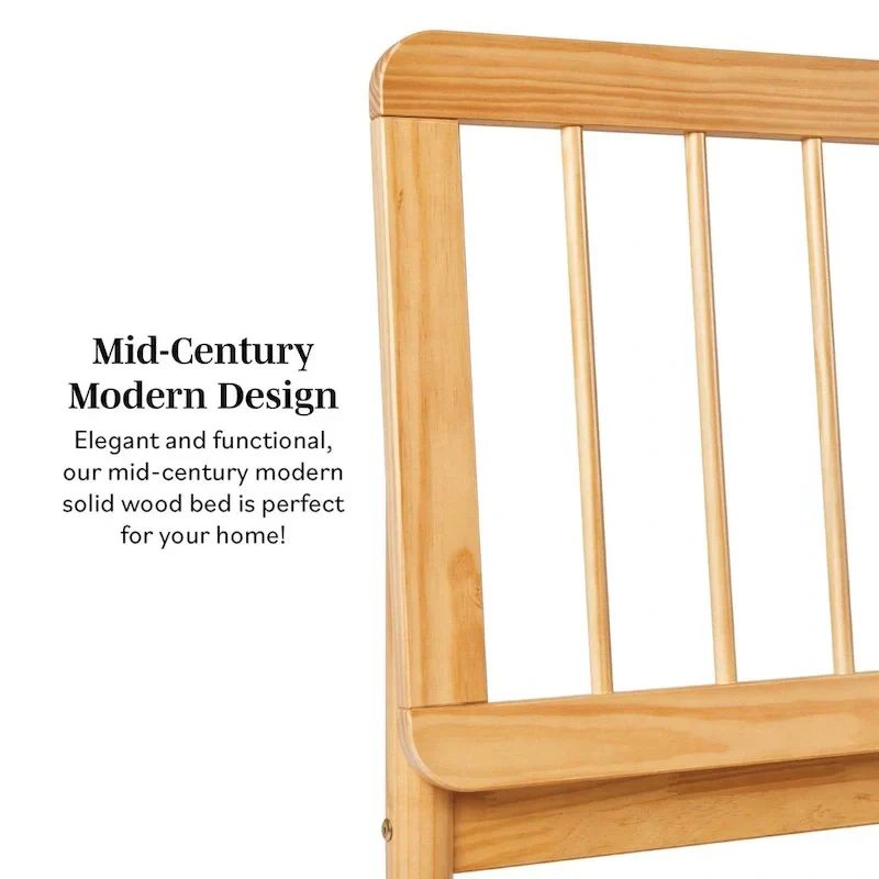 Solid Wood Queen Spindle Bed, Caramel / Natural Pine / Black, Fits 2