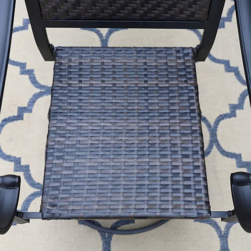 MAISON ARTS 7-piece Patio Dining Set, 6 Rattan Chairs with Cushion and 1 Table with Umbrella Hole - N/A