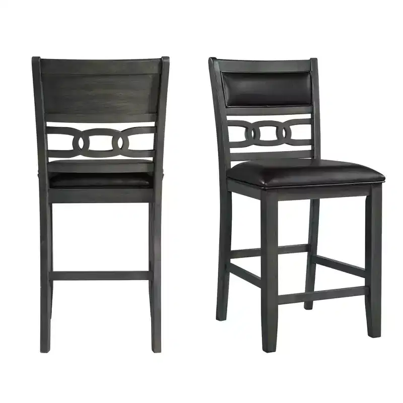 Set of 2 Taylor Faux Leather Counter Height Barstools Gray - Picket House Furnishings: Polyester Upholstery, MDF Frame, 300 lbs Capacity