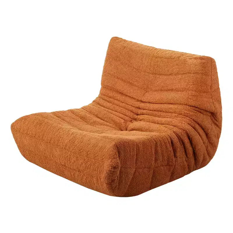 VEVOR Bean Bag Chair, L-Shaped Bean Bag Chair with Soft Armrests and Storage Pocket, 25D Memory Foam Filled with Soft Teddy Velvet Cover, Brown