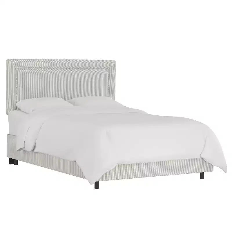 Empire Upholstered Bed in Oxford Striped Taupe