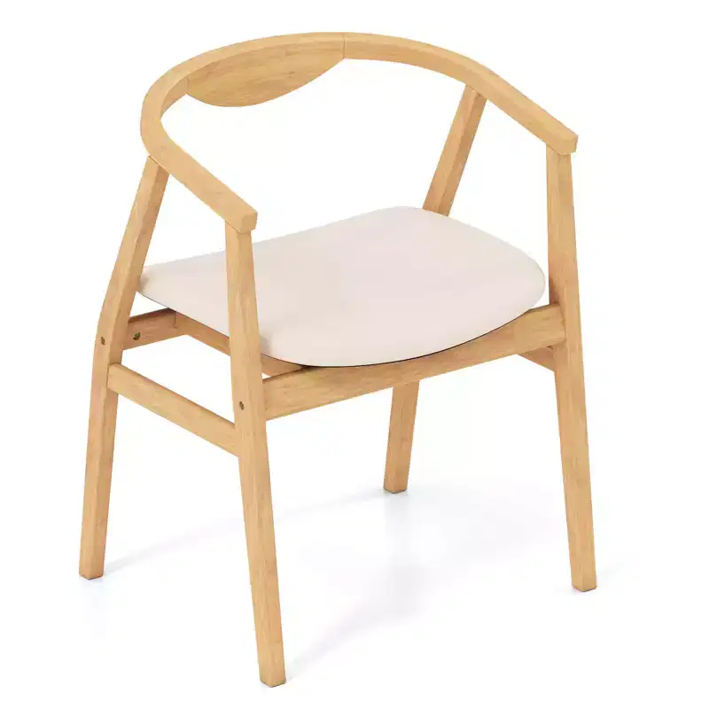 Costway Bamboo Accent Chair Modern Bamboo Armchair Upholstered Leisure Chair Living Room