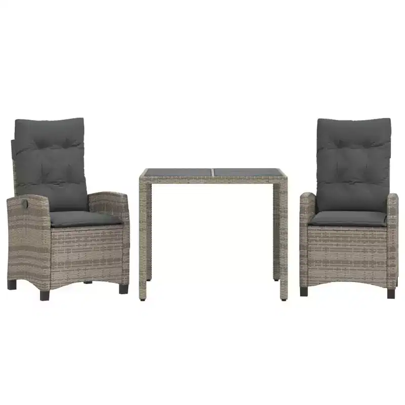 vidaXL Garden Dining Set with Cushions in Poly Rattan