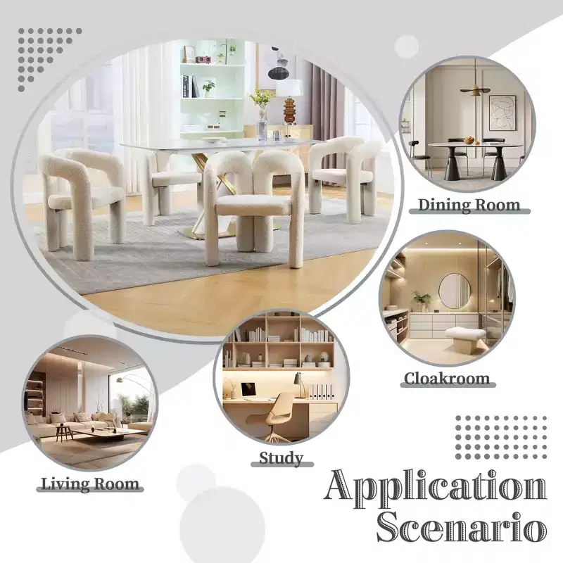 Modern Soft Chenille Accent Chair - Open Back 3-Leg Barrel - Comfy Dining Set of 2 (Beige)