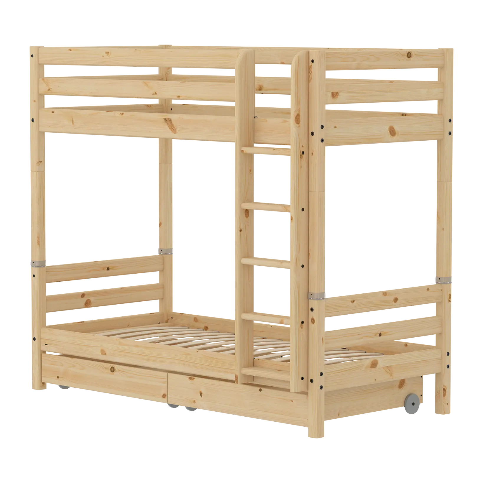 High Bunk Bed with Storage, 90x200 cm, Pine