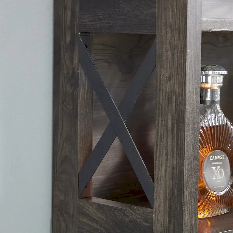 Coffee Bar Cabinet with Hollow Out Barn Design