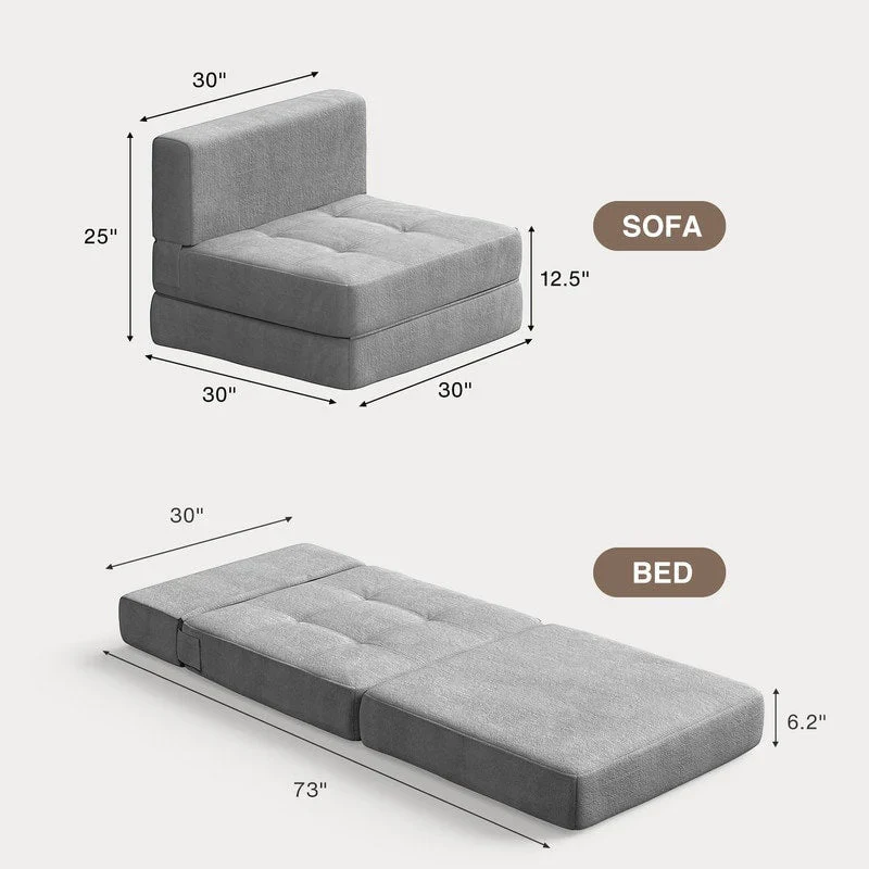 3 in 1 Convertible Flip Chair, Fold Down Chair, Flip Out Lounger Sleeper Bed