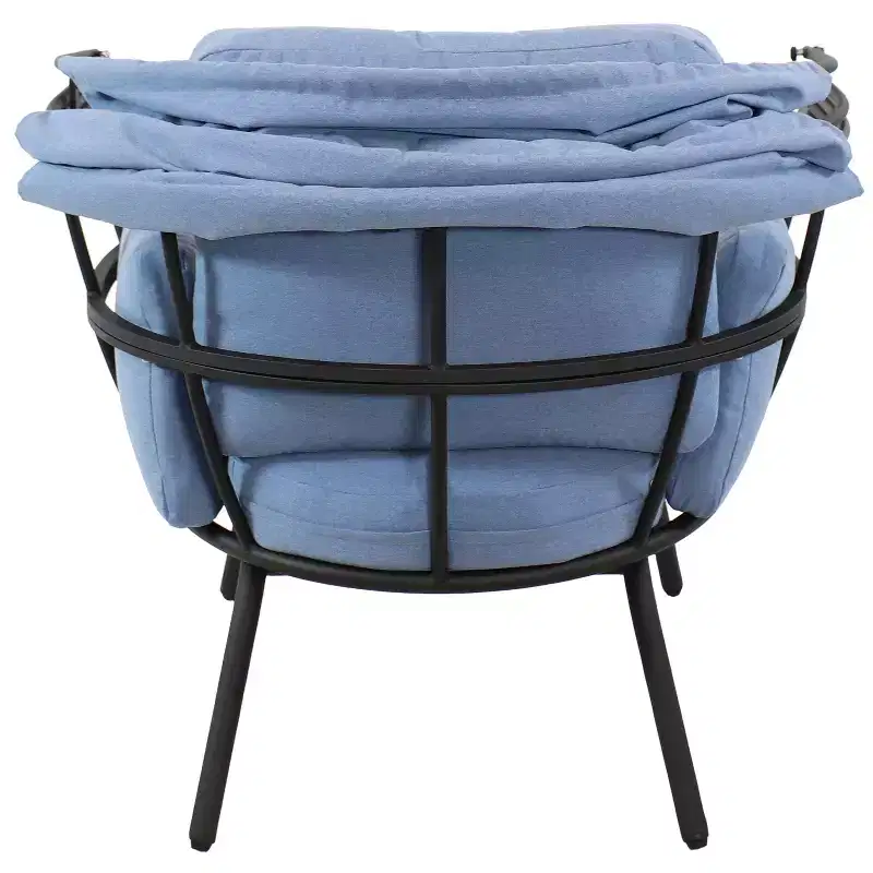 Sunnydaze Modern Luxury Patio Lounge Chair with Retractable Shade - Powder-Coated Aluminum Frame with Polyester Cushions and Canopy
