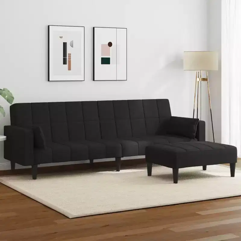 vidaXL 2-Seater Sofa Bed with Footstool Furniture Home Living Room Fabric