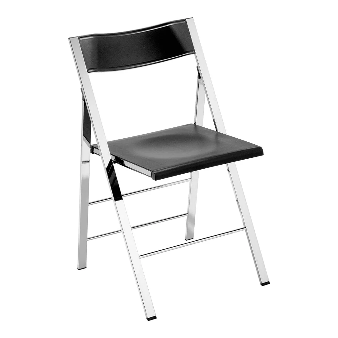 Compact Polypropylene & Steel Folding Side Chair with Ultra-Slim 2cm Folded Width for Dining Room