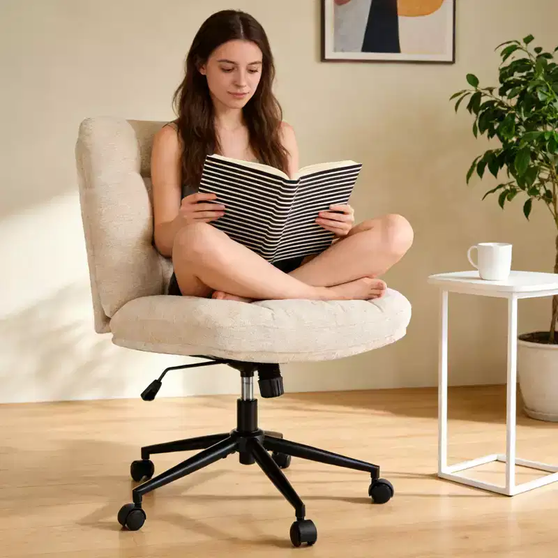 Ergonomic Office Chair with 360 Swivel, Height & Tilt Adjustment, U-Shaped Wide Seat, Soft Chenille Fabric, 4 Colors