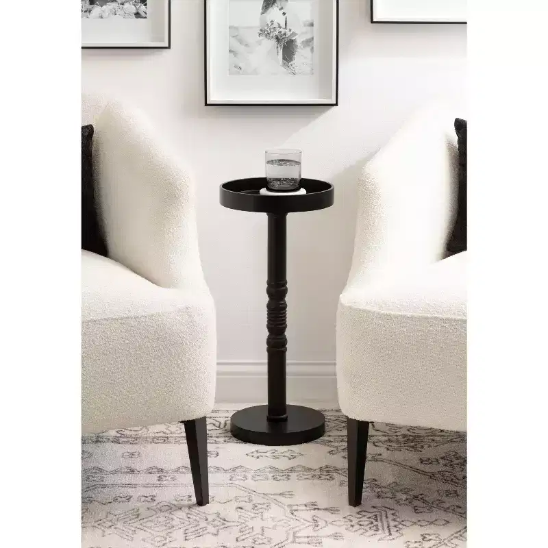 Farmhouse Pedestal End Table Distressed Gray