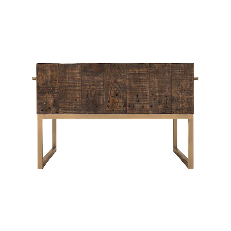 HomeRoots 47 Dark Brown And Gold Metal Coffee Table With Drawer - 46.5