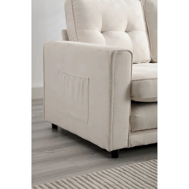 3 Fold Velvet Sofa,Convertible Sleeper Sofabed with Pull Out Couch Bed