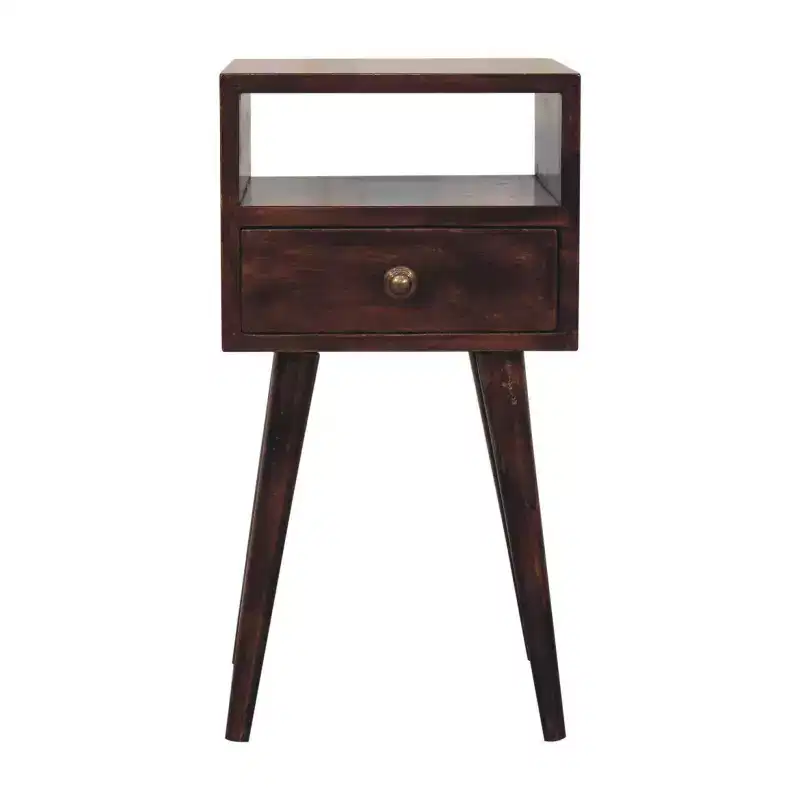 HomeRoots 22 Walnut Solid Wood Square One Drawer Nightstand