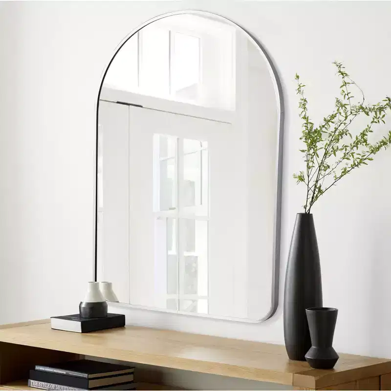 Silver Aluminum Slim-Edge Arch Mirror - Rounded Corners 91x61x4cm