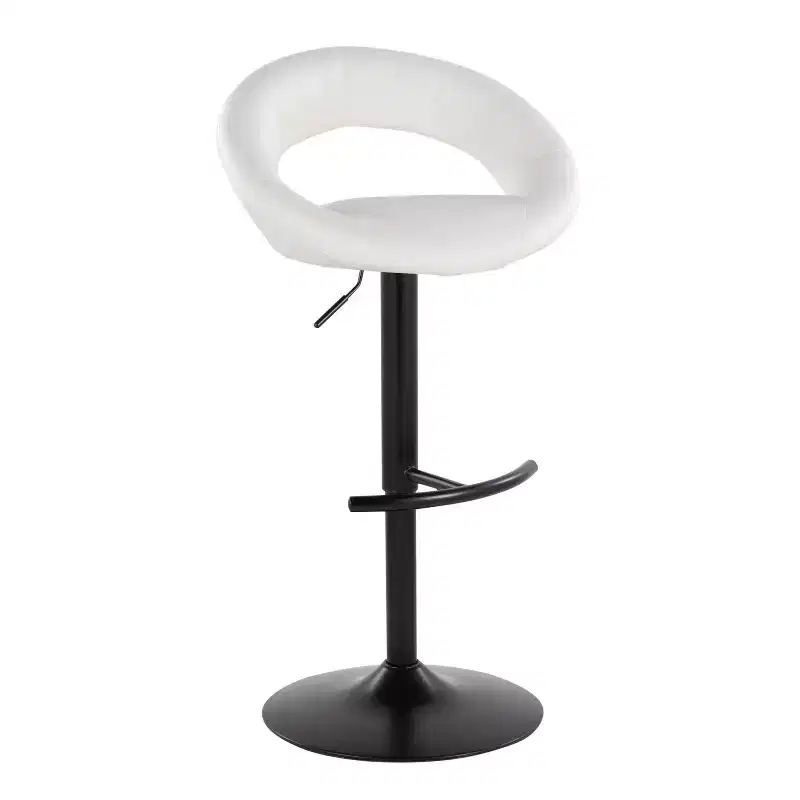 LumiSource Set of 2 Posh Adjustable Barstools Black Metal/White PU