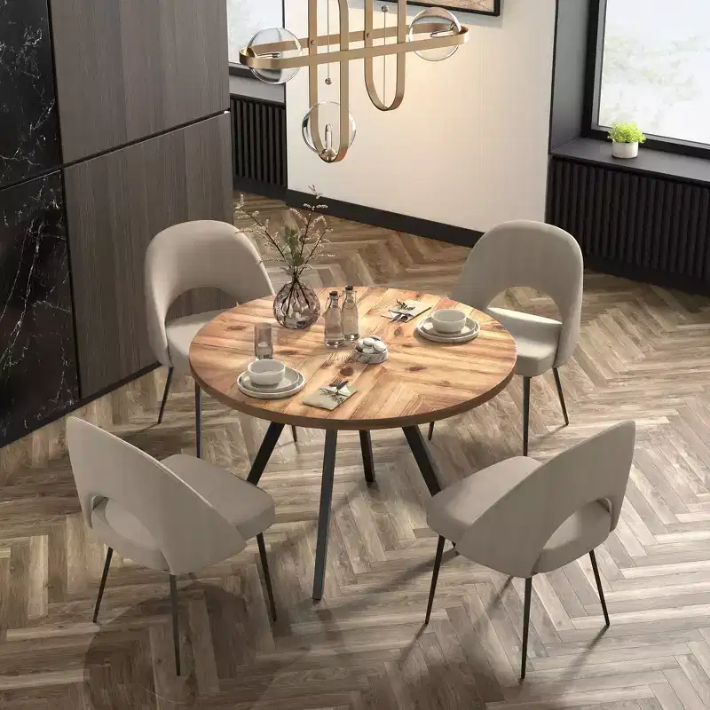 Jolana 45 Round Dining Table and Upholstered Dining Chairs Set - iNSPIRE Q