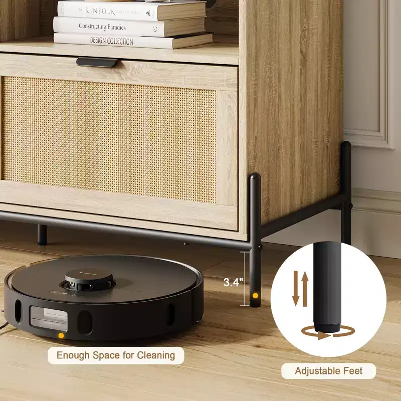Modern Rattan TV Stand for TVs up to 75