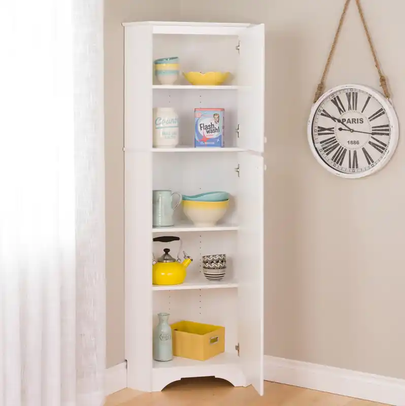 Tall 2-Door Corner Storage Cabinet