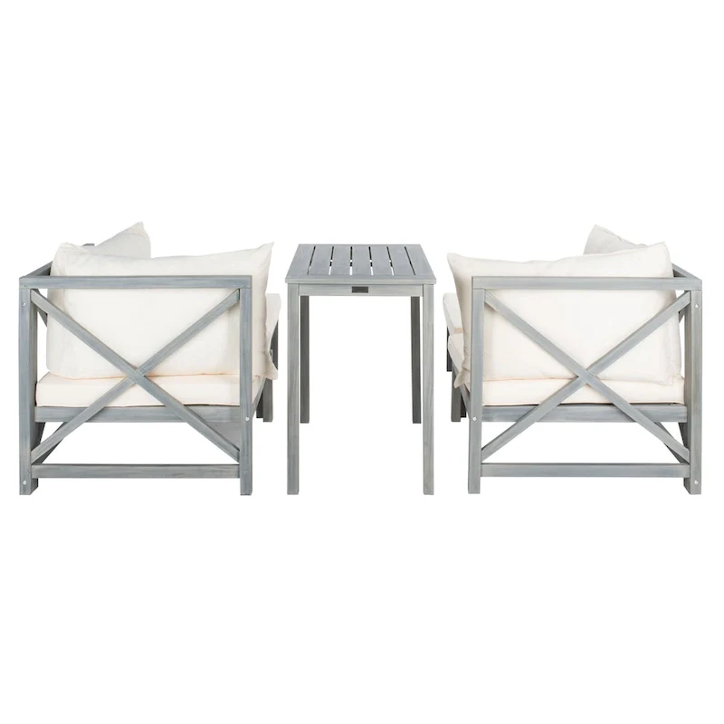 SAFAVIEH Outdoor Living Ronson 5 Pc Sectional Set - Ash Grey/Beige - 27W x 27D x 27H