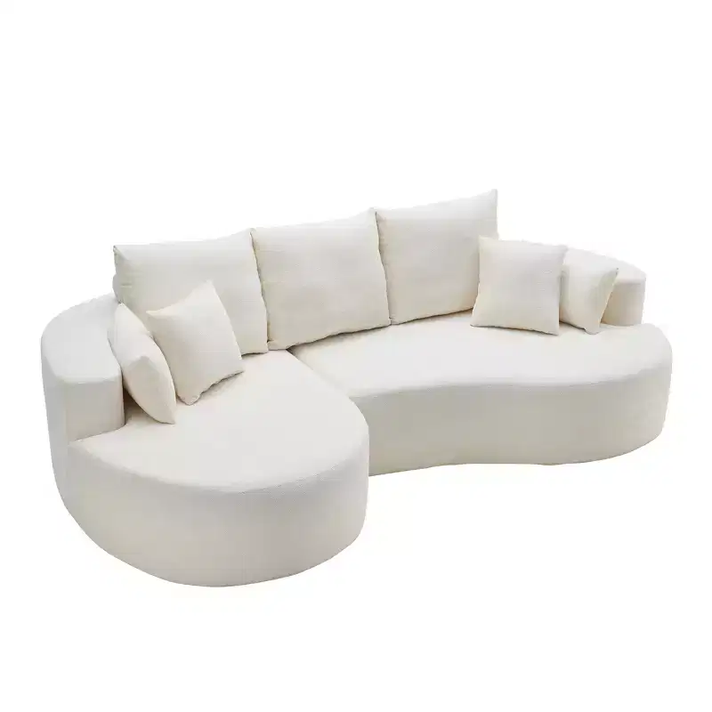 Christopher Knight Home Shamus 106 Modern Cozy Upholstered 4 Seater Curved Sectional Sofa with 7 Pillows