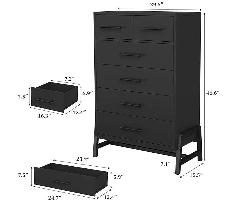 CuisinSmart 6 Dresser for Bedroom, Freestanding Tall Drawer Dresser with Storage, Wooden Closet Storage Chest for Bedroom Living Room