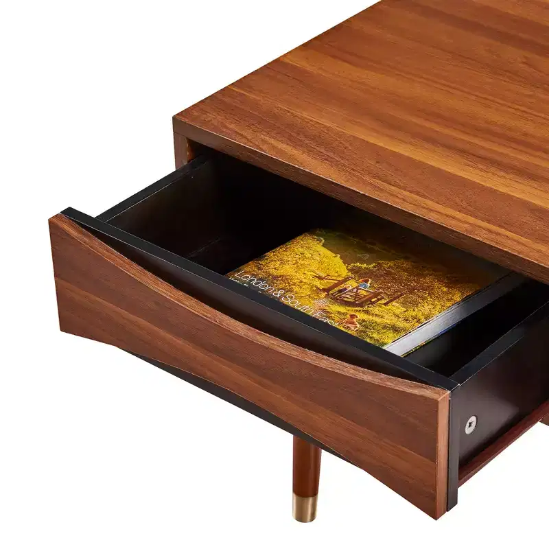 Dawson Mid-Century Modern Coffee Table with Drawer & Shelf