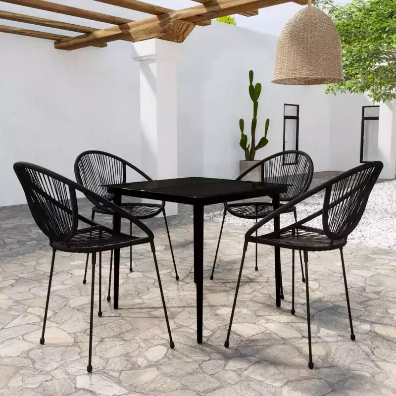 vidaXL 7 Piece Patio Dining Set Black